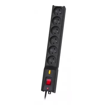 Predlžovací kábel Lestar LX 610 G-A K.:CZ 3.0M — 5 m kábel, zásuvky Typ-E, 10 A, 250 V, interiér, čierna