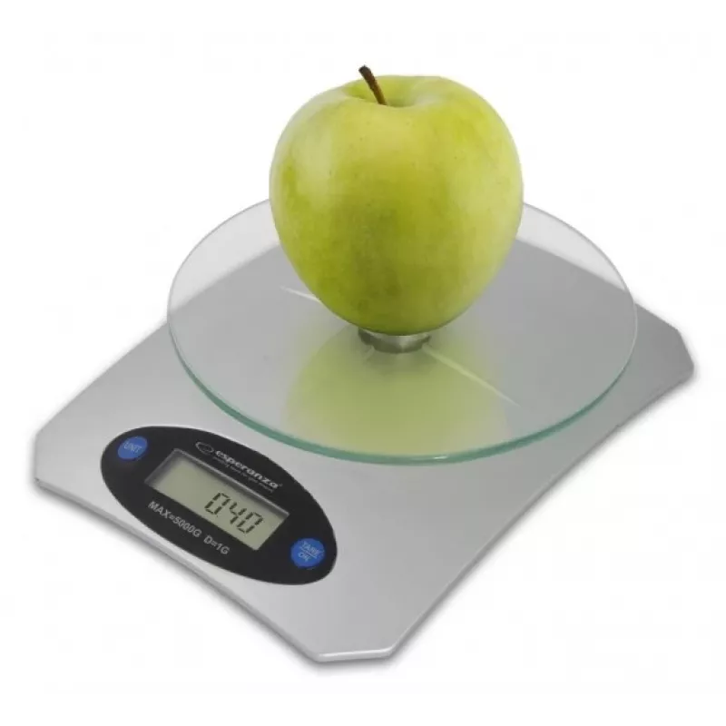 Elektronická kuchynská váha ESPERANZA Avocado sivá — kapacita 5 kg, bambusová plošina, jednotky g/lb/oz