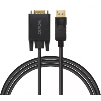 SAVIO kábel DisplayPort na VGA (D-Sub) 1,8 m, čierny