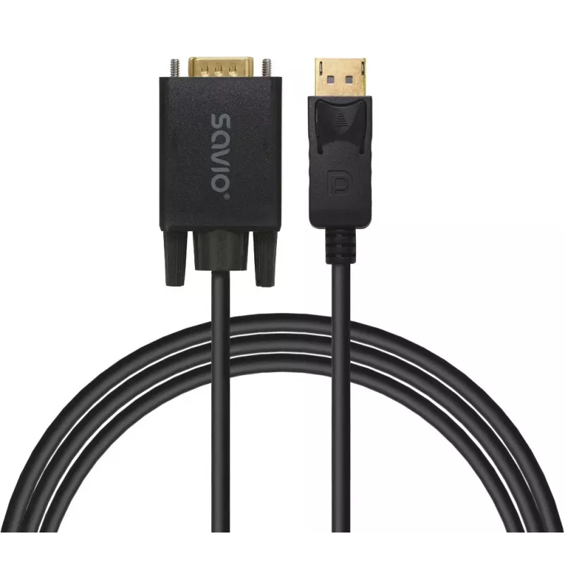 SAVIO kábel DisplayPort na VGA (D-Sub) 1,8 m, čierny