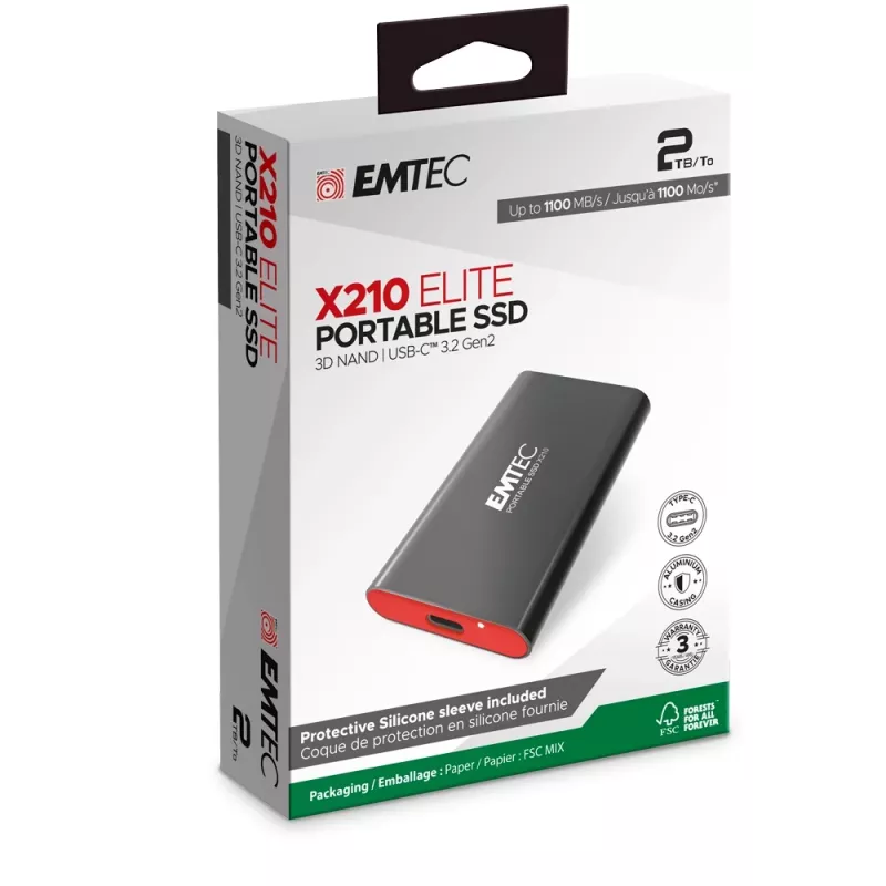 Emtec X210 ELITE 2 TB USB Type-C 3.2 Gen 2 (3.1 Gen 2) čierna, červená