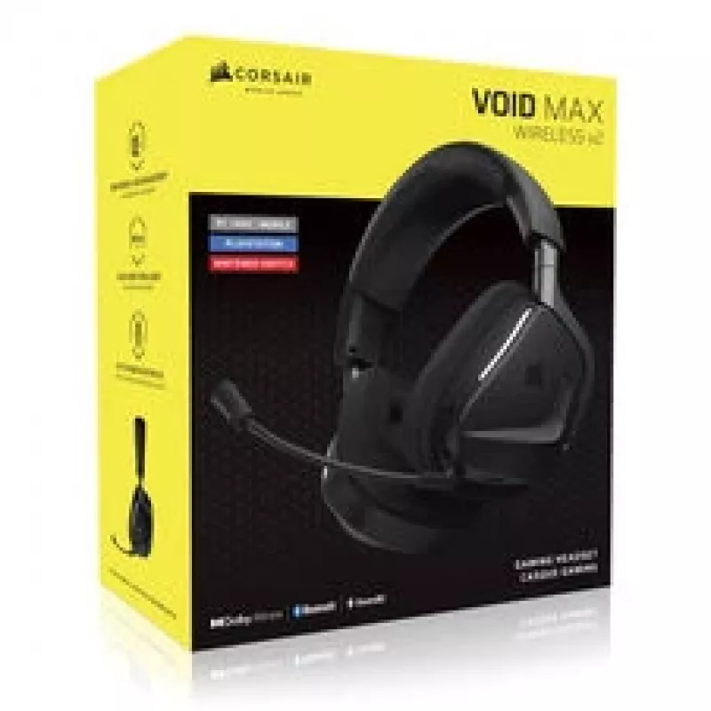 Bezdrôtový herný headset CORSAIR VOID V2 MAX — Carbon, RGB osvetlenie, 7.1 Surround