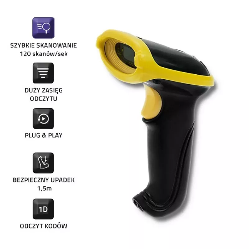 Qoltec 50862 bezdrôtový laserový skener čiarových kódov 1D | 2.4GHz