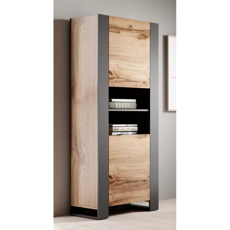WOOD regál 65x40x170,5 wotanský dub + antracit