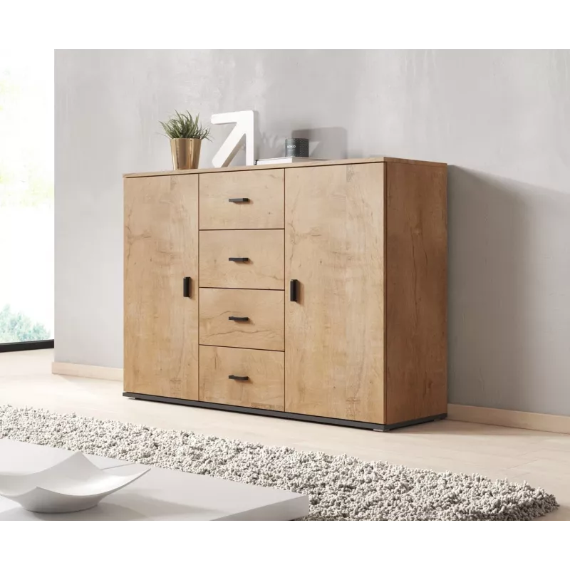 Cama obývacia komoda UNI lefkas dub/čierna