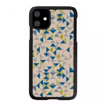 Puzdro na telefón man and wood pre iPhone 11 — modrý trojuholník na čiernej, ochranné tvrdé puzdro