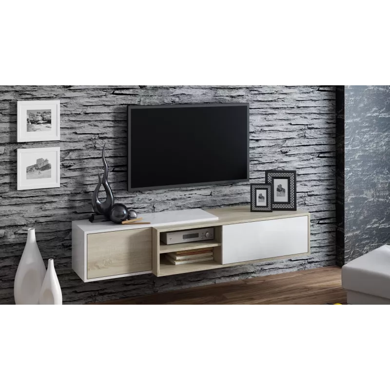 Cama TV skrinka SIGMA1 180 dub Sonoma/biela lesklá