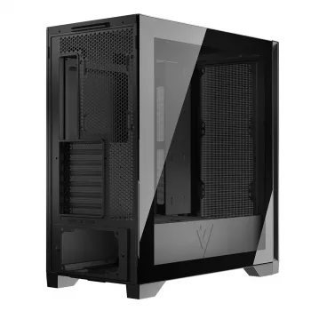 PC skriňa MODECOM VOLCANO EXPANSE S MIDI čierna — tvrdené sklo, USB-C, podporuje Micro-ATX, GPU až do 430 mm