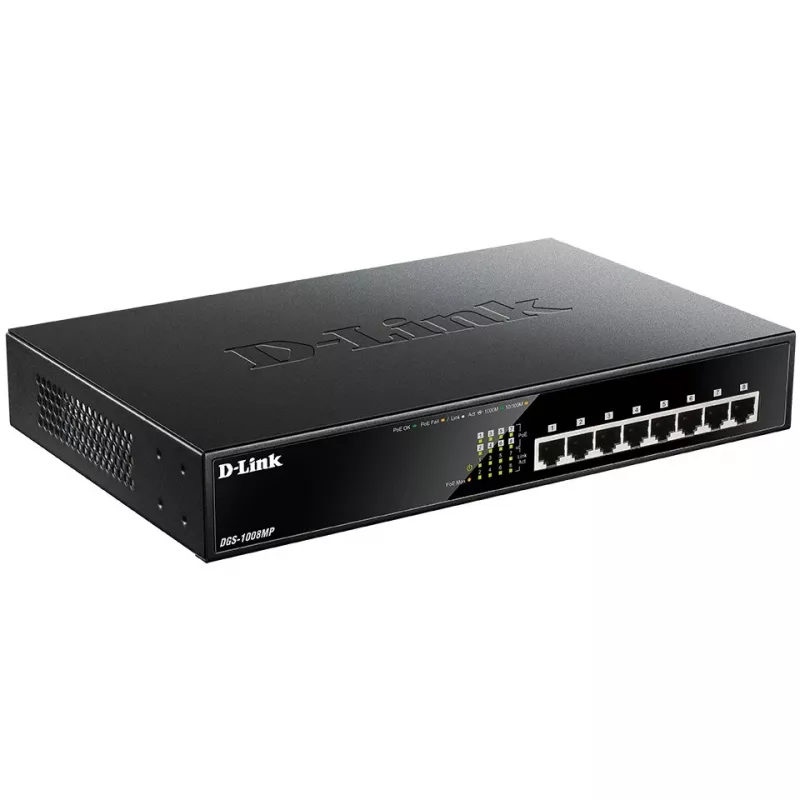 Neřízený switch D-Link DGS-1008MP 8-portový desktopový gigabitový Max PoE switch