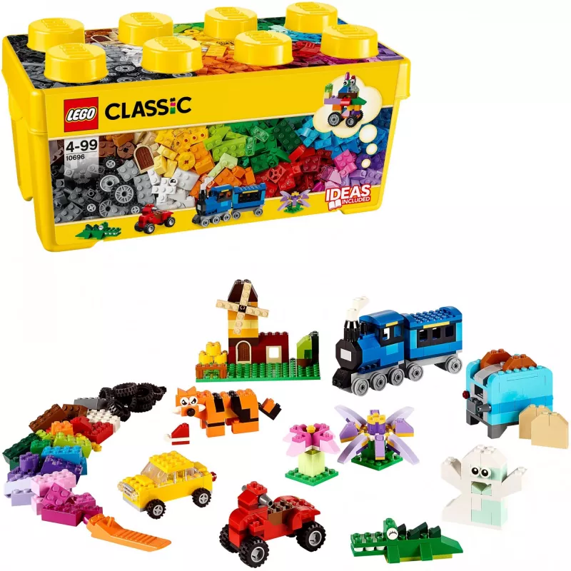 LEGO 10696 Classic Medium Creative Brick Box – jednoduché skladovanie, farebné kocky, stavebnica pre deti, chlapcov a dievčatá od 4 rokov