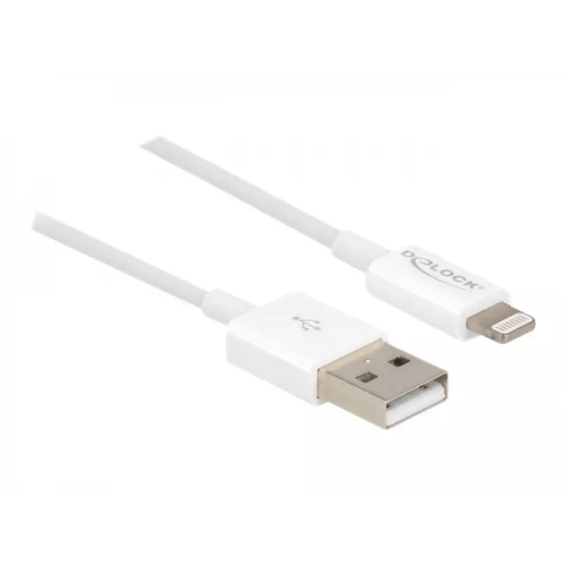 USB dátový a nabíjací kábel DeLOCK 83000 pre iPhone iPad iPod biely 1 m
