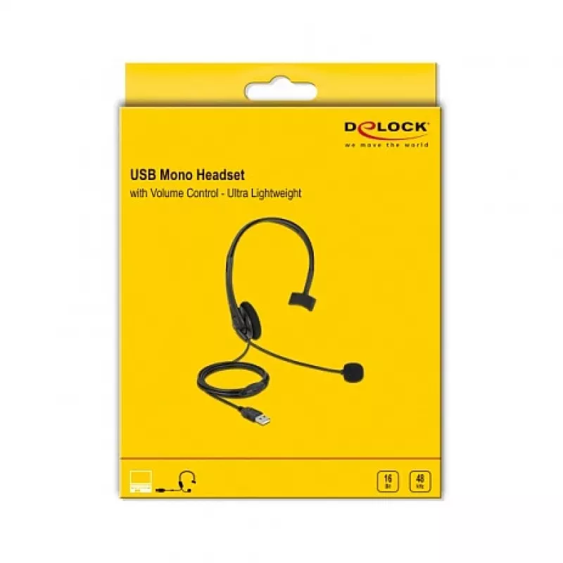 Headset DeLOCK USB mono headset s reguláciou hlasitosti