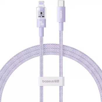 USB-C na Lightning rýchlonabíjací kábel Baseus Gem 1 m 20 W fialový, nylonový plášť, 7-pin Lightning