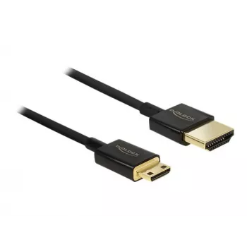 DeLOCK tenký Premium - video/audio/sieťový kábel - HDMI - 36 AWG - HDMI, 19-pin (M) - na - Mini-HDMI, 19-pin (M) - 2,0 m - trojitá izolácia - čierny (84778)