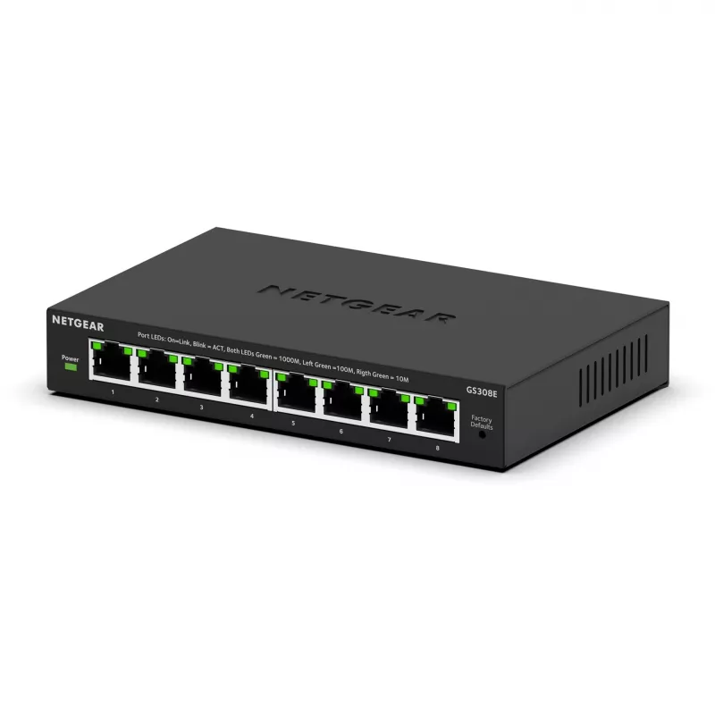 NETGEAR GS308E Managed L2/L3 Gigabit Ethernet (10/100/1000) čierny