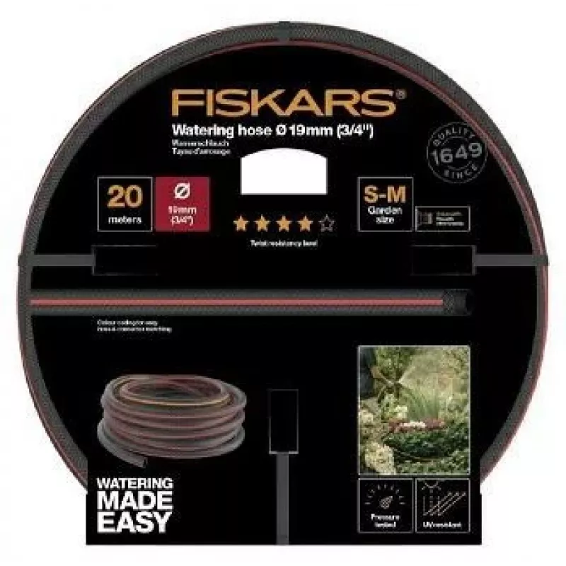 Záhradná hadica Fiskars Q4 3/4 palca 20 m, odolná 19 mm vnútorný priemer