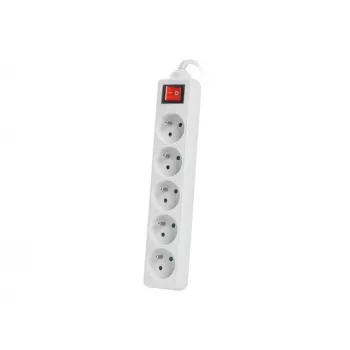 Predlžovací kábel Lanberg PS1-05E-0300-W 3m 5 AC zásuviek interiér/exteriér biely
