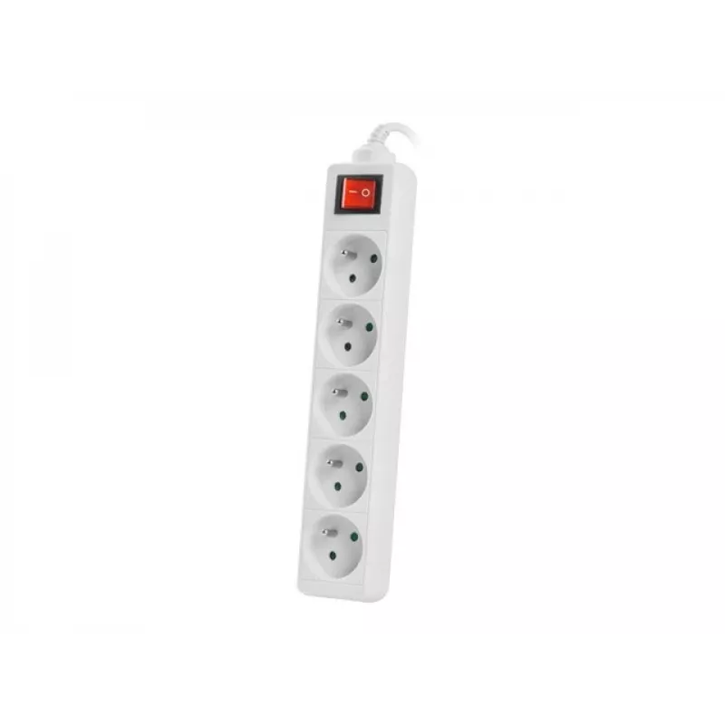 Predlžovací kábel Lanberg PS1-05E-0300-W 3m 5 AC zásuviek interiér/exteriér biely