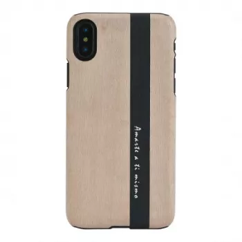 Puzdro na smartphone man and wood pre iPhone X/XS – čierna koža