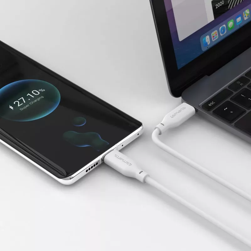 4smarts USB-C / USB-C silikónový kábel High Flex 60W 1,5 m biely