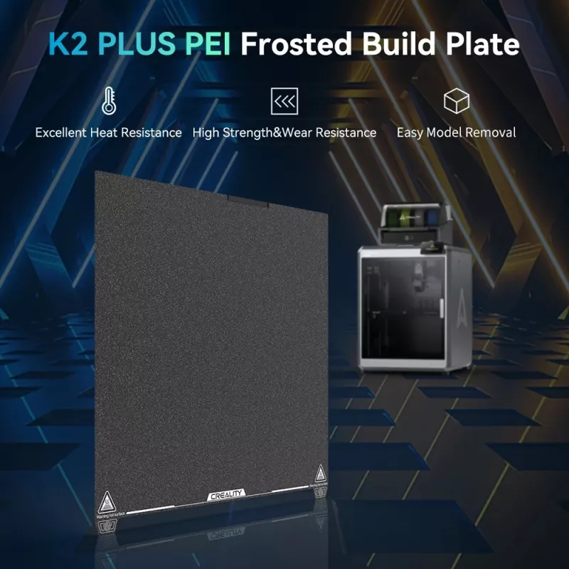 Stavebná doska Creality K2 Plus PEI Frosted 400×400 mm — náhradná tlačová podložka