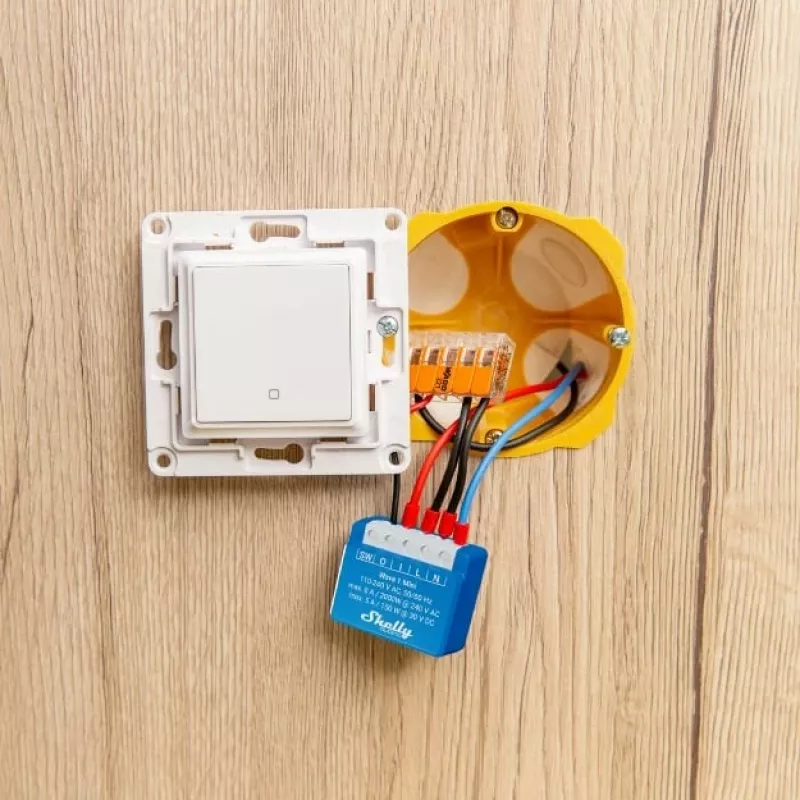 Smart relé Shelly Qubino Wave 1 Mini bezdrôtové 110–240V, 8A AC / 5A DC, 868,4 MHz, pre interiér, modrá