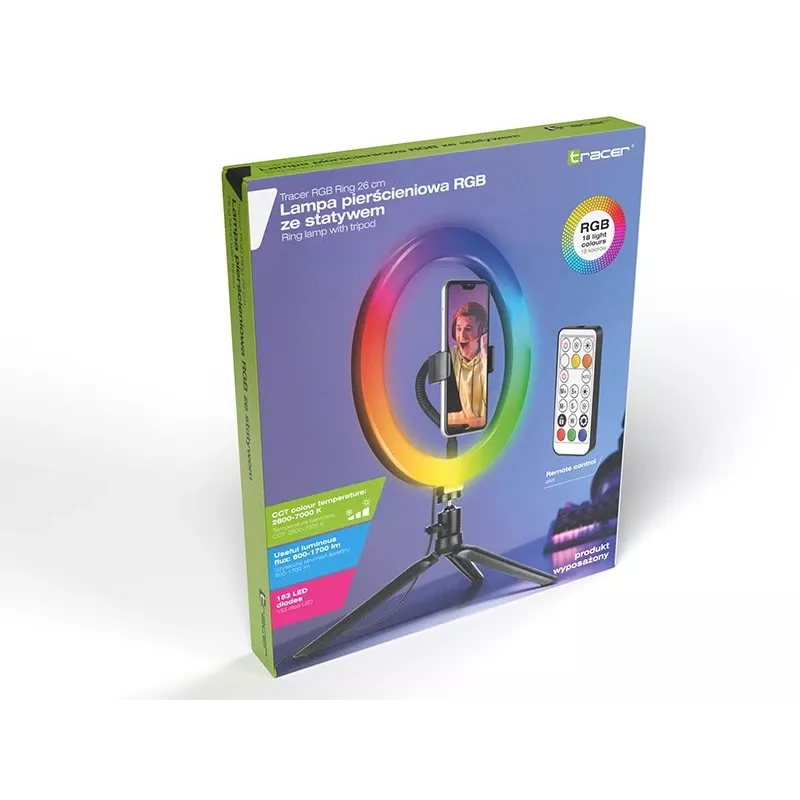 Prstencová lampa RGB 26 cm so statívom