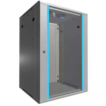 Nástenná skriňa Extralink racková skriňa 18U 600x600 sivá kľúčový zámok
