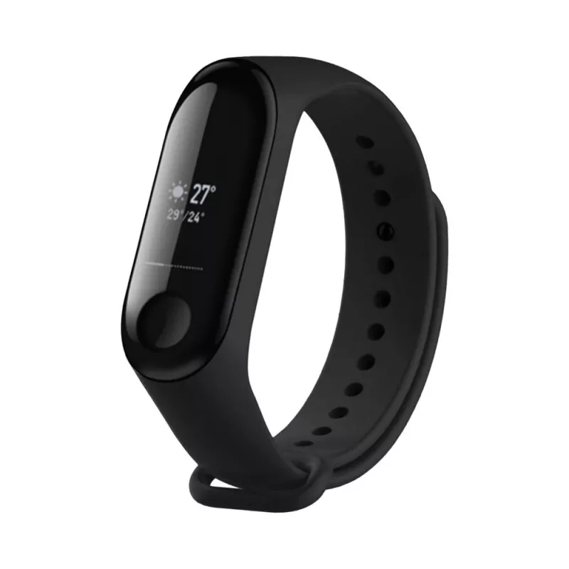 Silikónový náramok FIXED pre Xiaomi Mi Band 3/4 – čierny, náhradný flexibilný odolný silikón