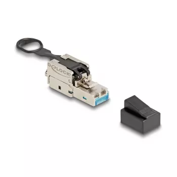 DeLOCK RJ45 konektor samec na mieste montovateľný Cat.6A bez nástroja strieborný konektor samec