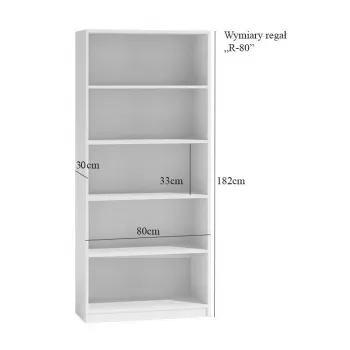 Kancelársky regál top e shop R80 SONOMA, dubový povrch, 5 políc, 800×300×1820 mm