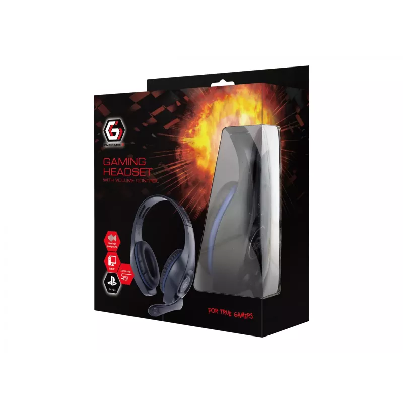 Káblový herný headset GEMBIRD GHS-05-B, okolo uší, 20–20000 Hz, 2 m kábel, 250 g, čierna/modrá