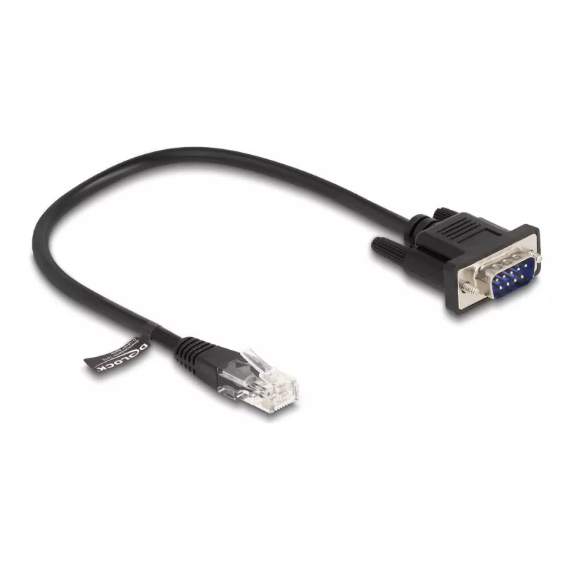 Delock sériový kábel RS-232, RJ45 samec na D-Sub 9 samec, 30 cm, čierny