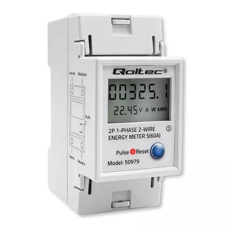 Elektromer QOLTEC jednofázový na DIN lištu 230V (MPN 50979)