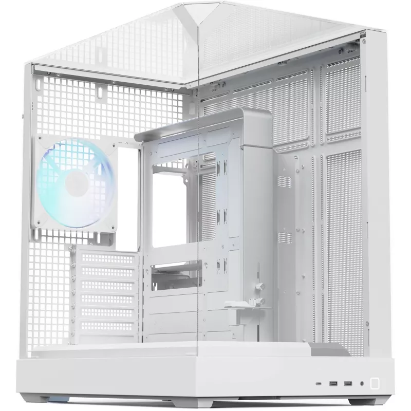 APNX skriňa typu tower V2 — biela, 3x tvrdené sklenené panely