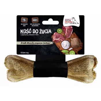 Žuvacia hračka / prírodná maškrta SYTA MICHA kivi s kokosom 13,5 cm pre psov, príchuť jahňaciny, 70 g