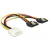 Interný napájací kábel DeLOCK 85237 0,2 m Molex na 2 x SATA
