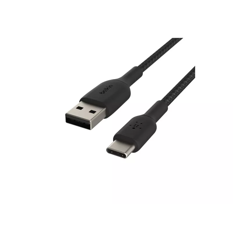 Pletený USB-C na USB-A kábel 3 m čierny