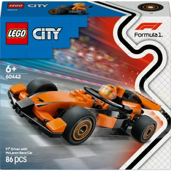 LEGO City F1 Racer McLaren Racing Car 60442 — stavebnica, 86 dielov, 1 minifigúrka, od 6 rokov