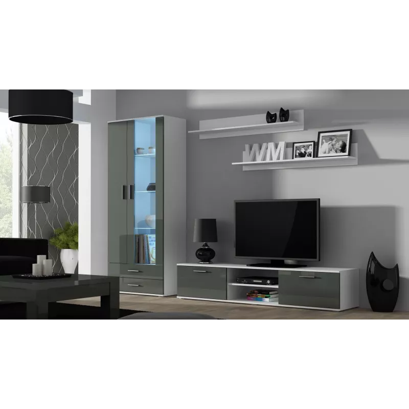 Cama TV stojan SOHO 180 biely/sivý lesklý