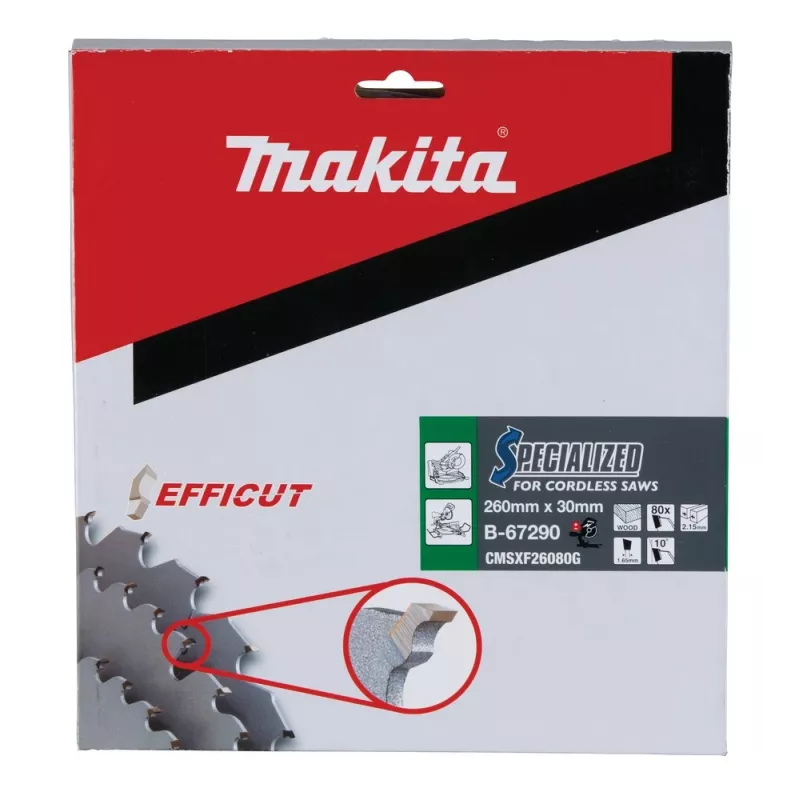 T.C.T. pílový kotúč 260X2.15X30mm 10° T80 EFFICUT