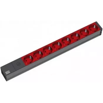 Bachmann 19'' 2 m 8x Schuko H05VV-F 3G 1,00 mm² predlžovačka 8 AC zásuvky čierna, červená