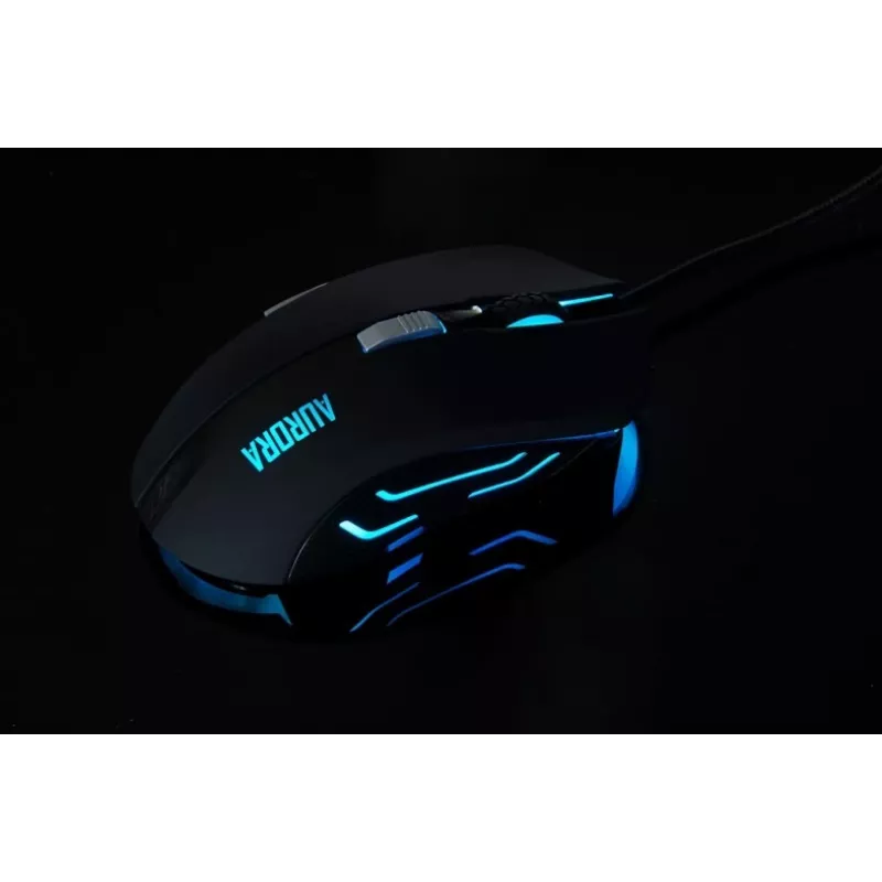 iBox Aurora A-1 IMOGS9031 drôtová optická herná myš, 2400 DPI, USB Type-A, RGB, pre pravákov, čierna