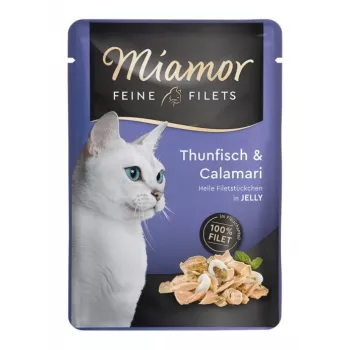 Miamor Fine Fillets v želé — tuniak 100 g, bez obilnín, vrecko