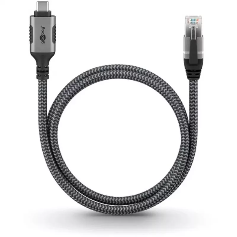 Goobay 70752 ethernetový kábel USB-C 3.1 na RJ45, Cat6 F/UTP, 5 m, čierny/strieborný