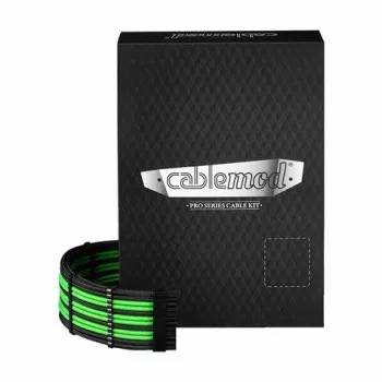 CableMod C-Series PRO ModMesh 12VHPWR sada káblov pre Corsair RM, RMi, RMx (čierna etiketa) – čierna/svetlozelená