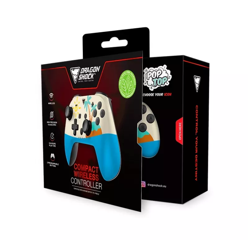 Dragonshock PopTop Compact - gamepad - Nintendo Switch - tlačidlo Späť - D-Pad - tlačidlo Home - tlačidlo Reset - bezdrôtový - Bluetooth - USB Type-C (D