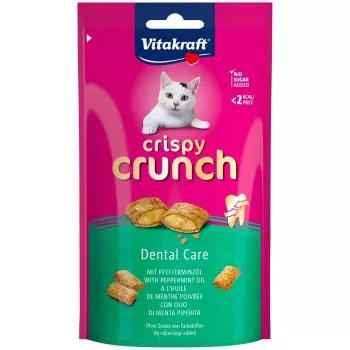 Mačacia pochúťka na zubnú hygienu Vitakraft Crispy Crunch Dental 60 g — chrumkavá zubná pochúťka pre mačky