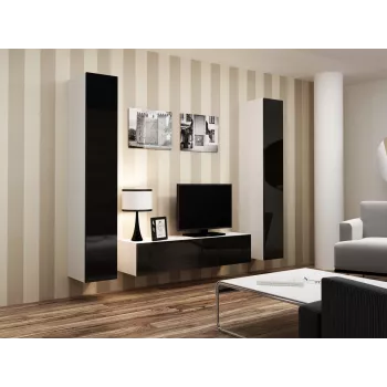 Cama TV stojan VIGO 140 30/140/40 biela/čierna lesklá