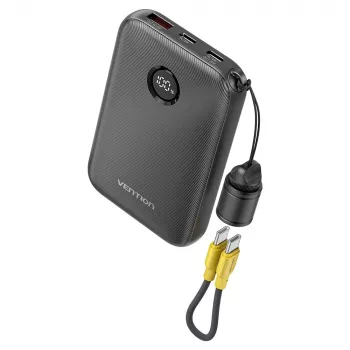 Powerbank Vention FKAB0-C 10000 mAh, 2× USB-C + 1× USB-A, 22,5 W, čierna